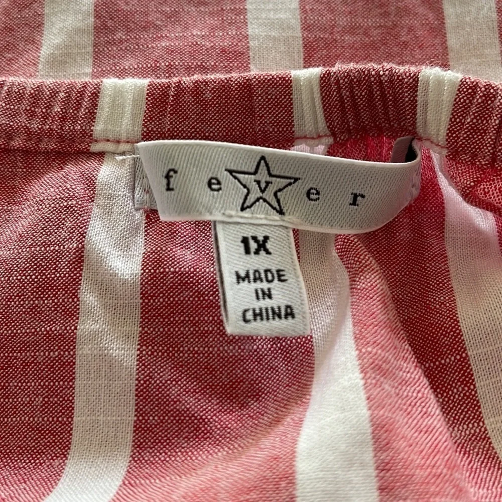 Red & White Striped Off the Shoulder Boho Fever Top Size 1X - Picture 7 of 9
